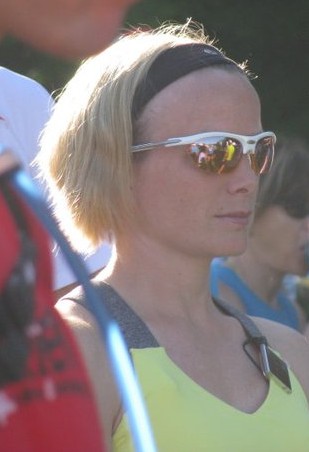 Dennene stands ready at the start of a 56K ultra in the summer of 2011. 