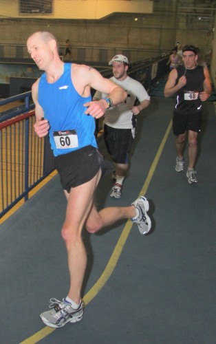 2)	Me rounding one of many turns at the Indoor Marathon. Photo courtesy of Henrik Olsson Freelance photography.