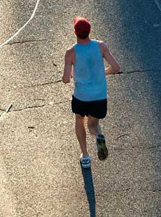 A runner on a long run, training for a marathon