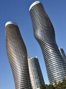 On the Run in Mississauga, Ontario - the 'Marilyn Monroe' Condos.
