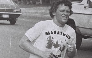 Terry Fox in Toronto during his Marathon of Hope. Photo:Wikimedia Commons.