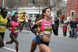 Lead women in the 2009 Boston Marathon. Photo: Stewart Dawson.