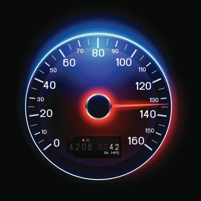 Kilometres and miles speedometer