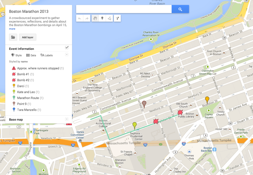 Boston Marathon bombing map
