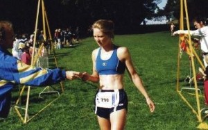 Finishing a race in Australia in my only documented outfit of the year – 1999