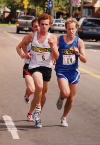 Westdale 4 mile race, 2000. Reid Coolsaet leads Mark Kiteley and Nathan Brannen.