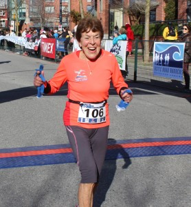 Betty Jean McHugh sets her half-marathon world record in Vancouver. Photo: Frank Stebner