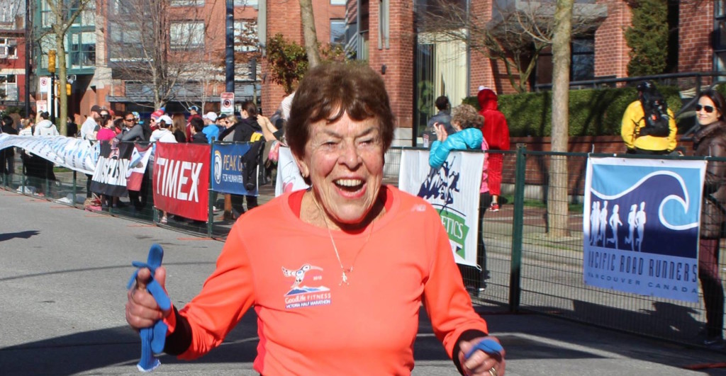 Betty Jean McHugh sets a new world record in her hometown of Vancouver. Photo: Frank Stebner
