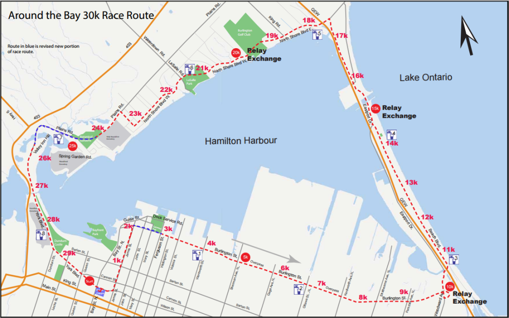 The Around the Bay 2015 course map.