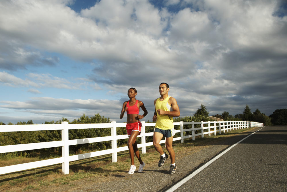 runners on a country road