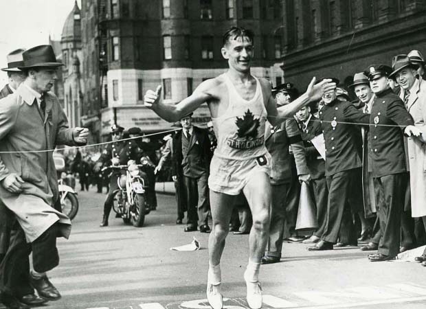 Gérard Côté wins the 1940 Boston Marathon,  Canada's Sports Hall of Fame/sportshall.ca