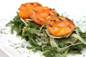 IMG_5137-Arugula-and-shaved-fennel-salad-with-grilled-apricots-and-Marcona-almonds-750
