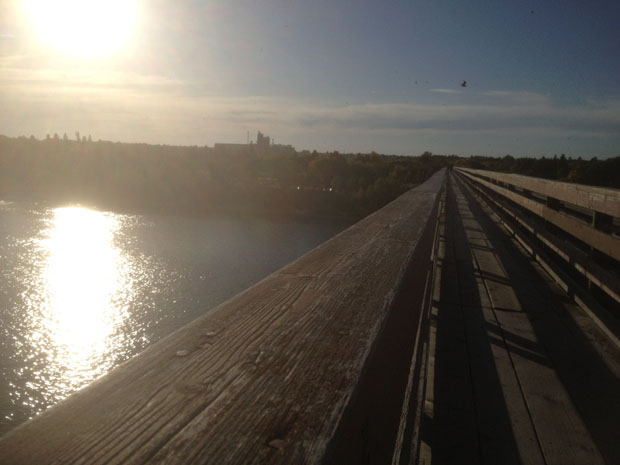 Many small steps must be taken to make it up onto Saskatoon’s Train Bridge. Each step, although small, is what make running across this beautiful bridge possible. Photo: Tara Campbell