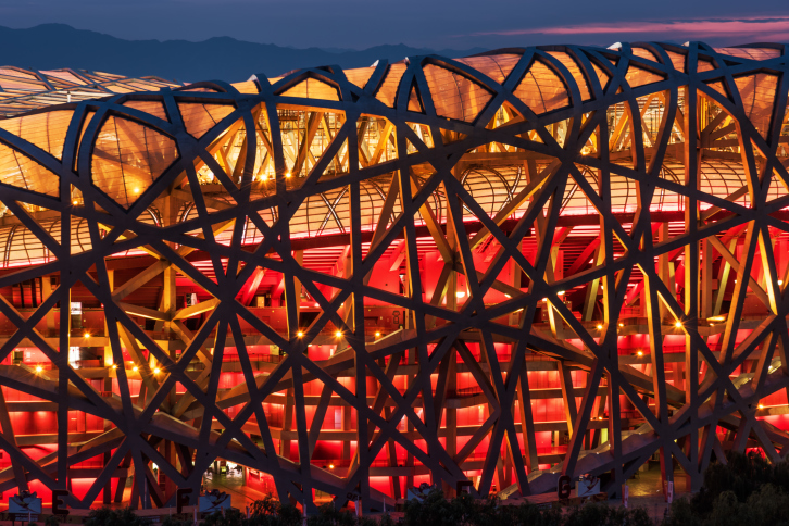 The Beijing National Stadium at night