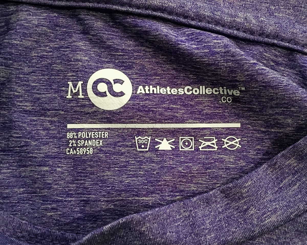The only branding on Athletes Collective apparel can be found on the inside collar. It's almost too bad, as we like the cleverly designed logo.