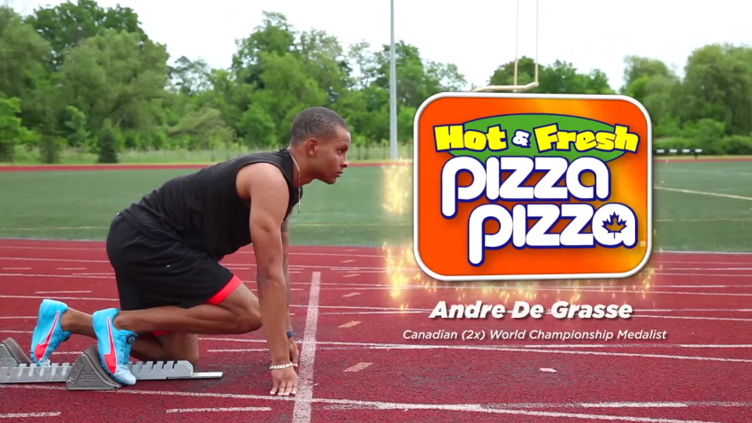 Andre De Grasse's new Pizza Pizza ad is cheesier than the pizza