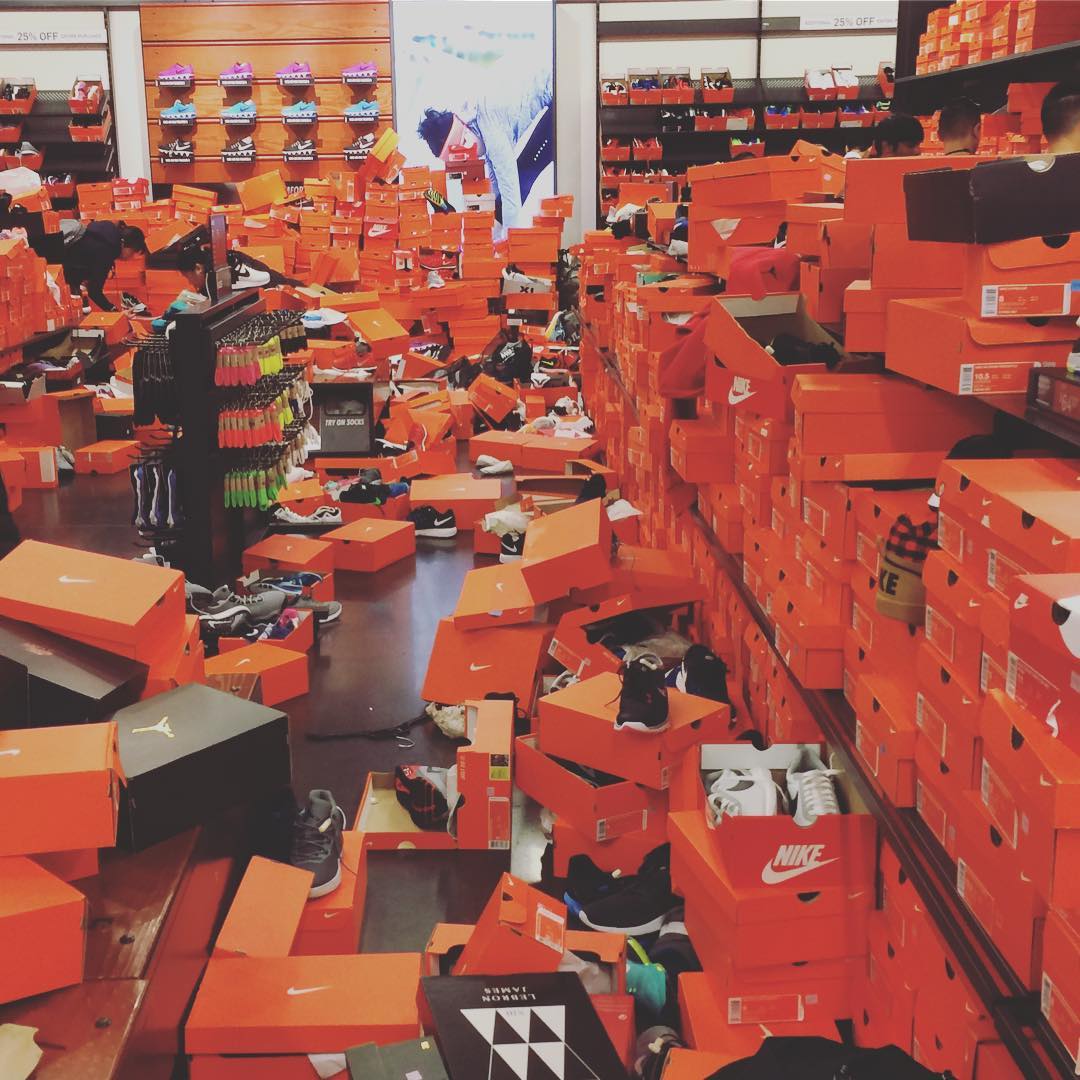 Shoppers leave Nike factory store in 