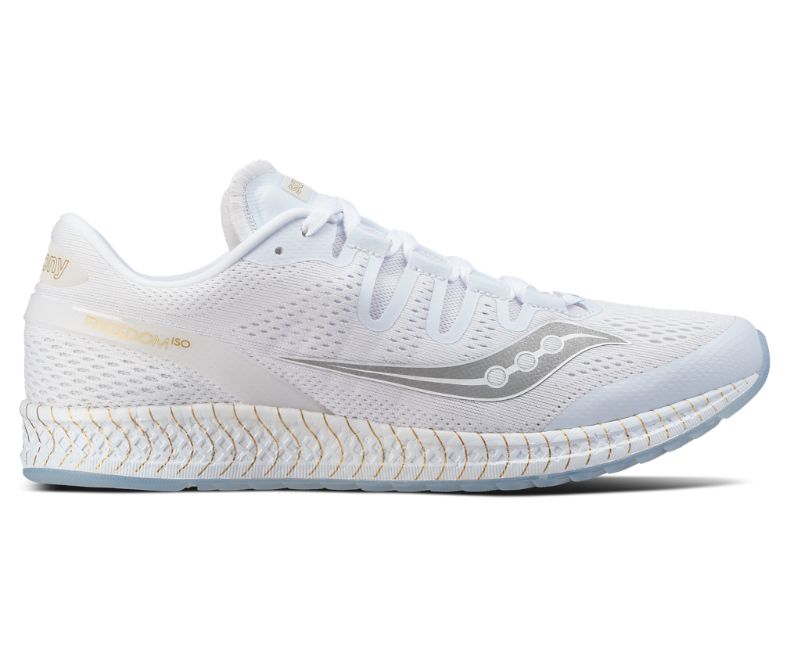 All-white running shoes, like your dad 