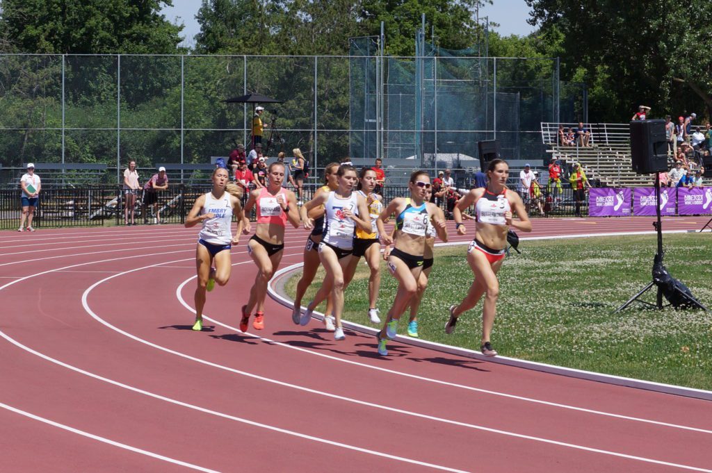 Lindsey Butterworth leading the senior women's 1,500m at ACTF 2018