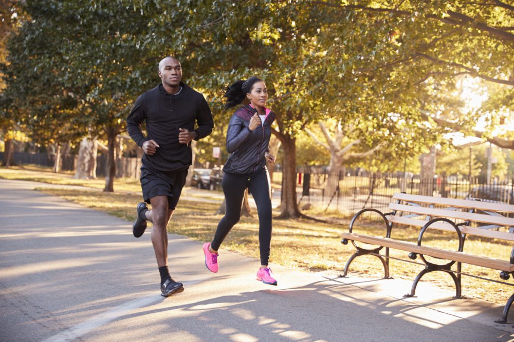 black couple jogging
