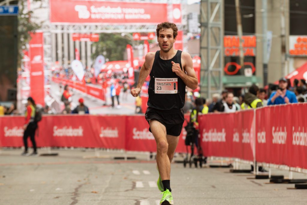 Tristan Woodfine on his way to a 213 personal best at STWM19 Photo Todd FraserCRS