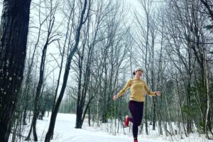 Melanie DesAutels running in winter