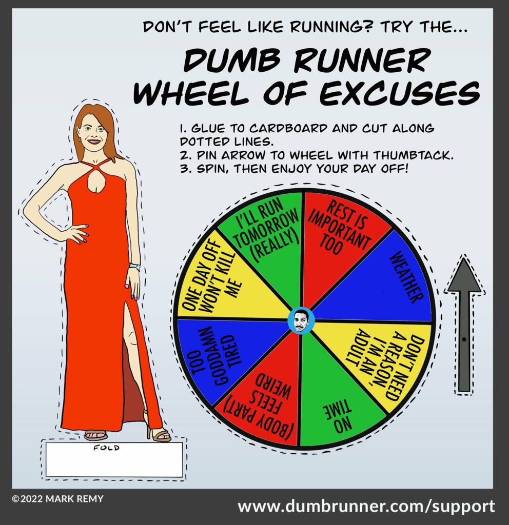 dumb runner wheel of excuses comic