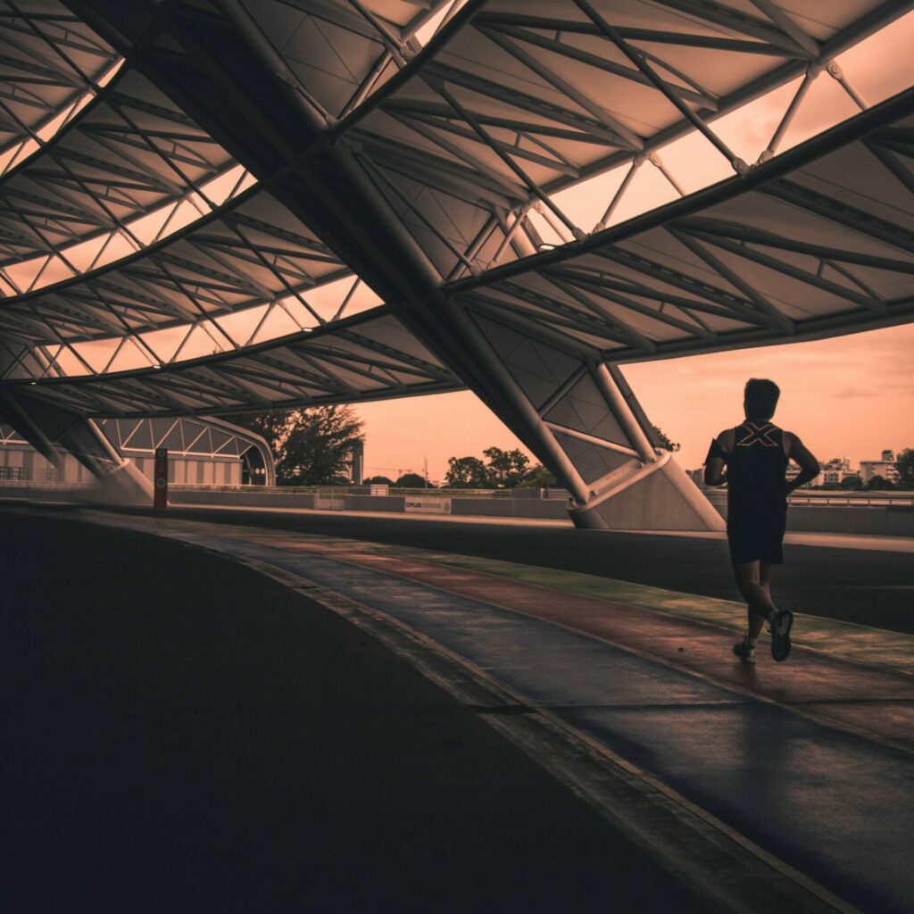 runner on track indoors