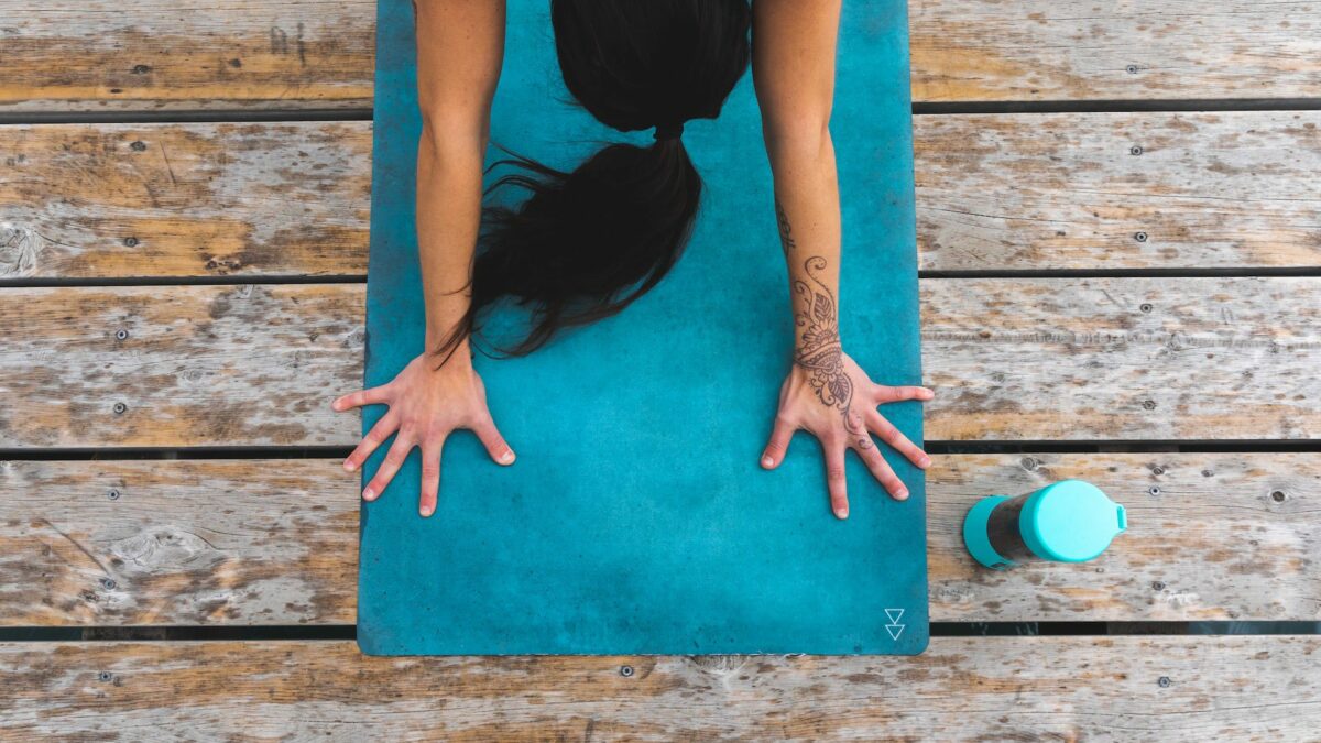 woman and yoga mat
