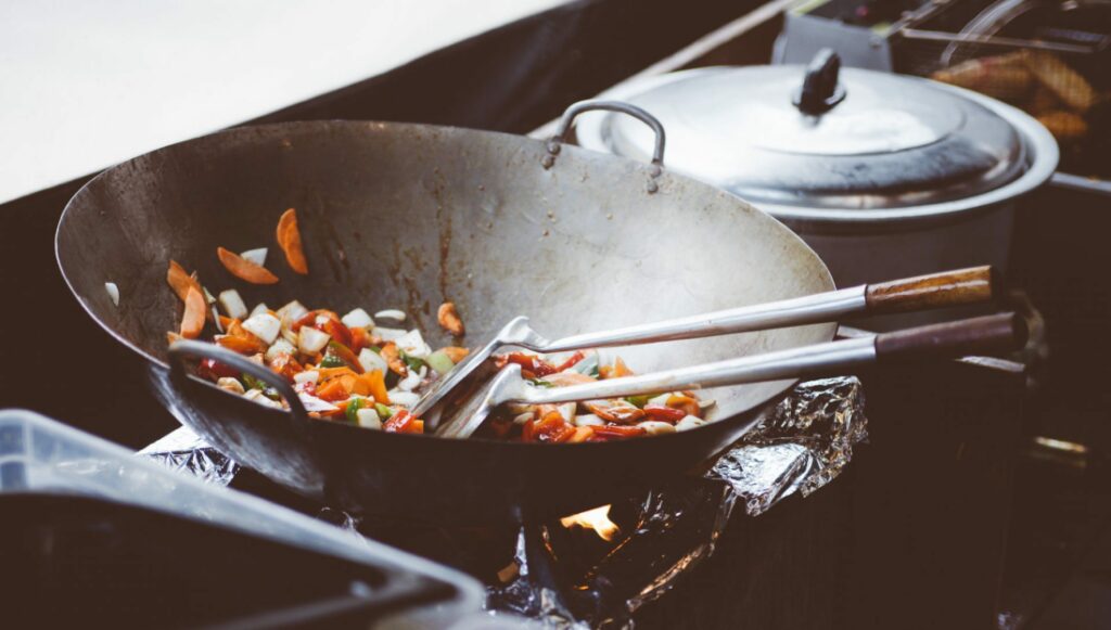 Stir-fry meal in wok
