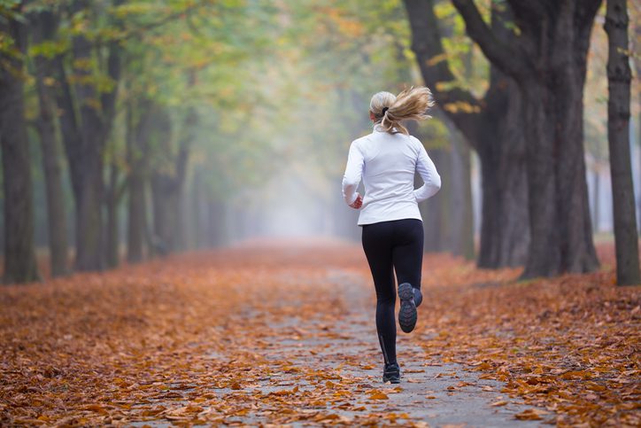 woman running in fall