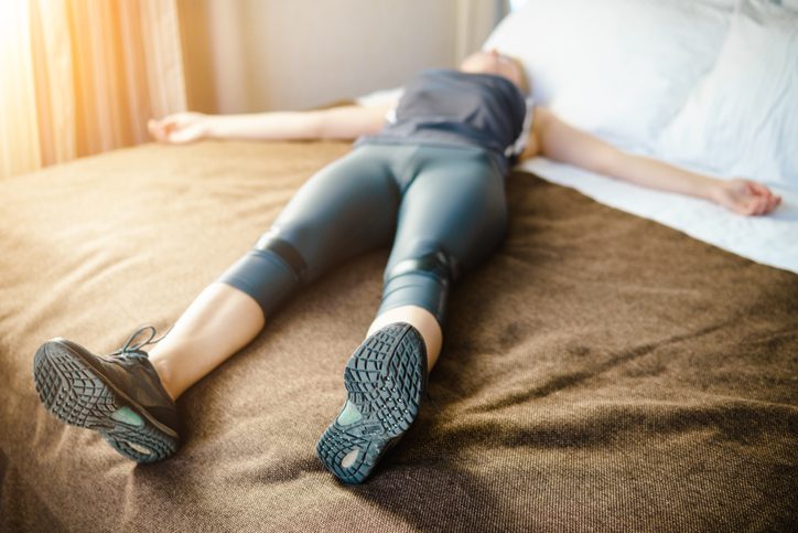 runner exhausted on bed