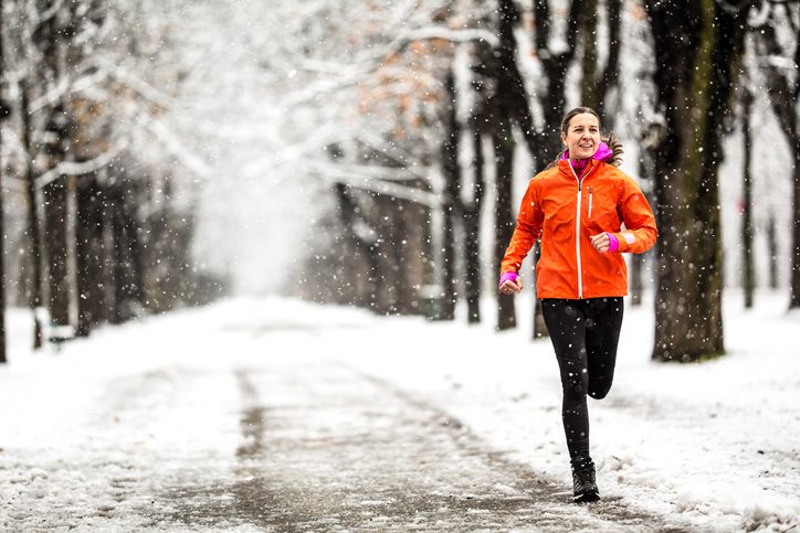 woman running in winter