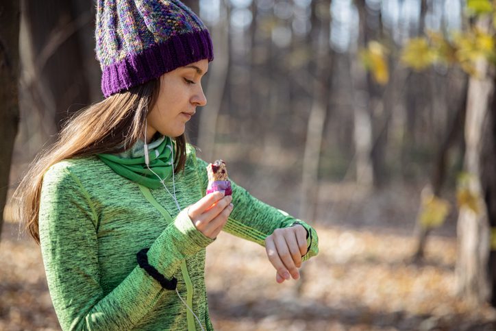 woman eating mid-run snack