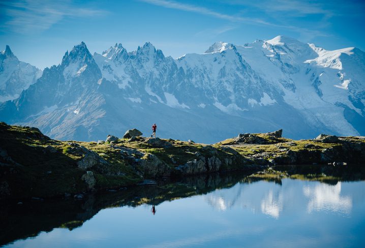 Mountain runner near Mont Blanc