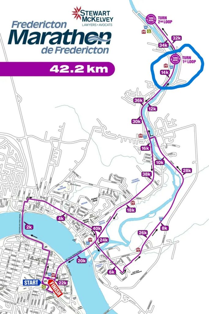 Fredericton Marathon course map